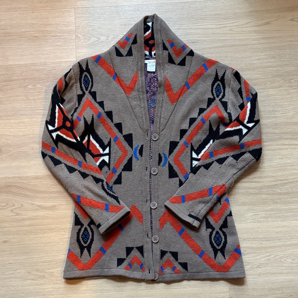 Ellison Brown And Red Geometric Cardigan